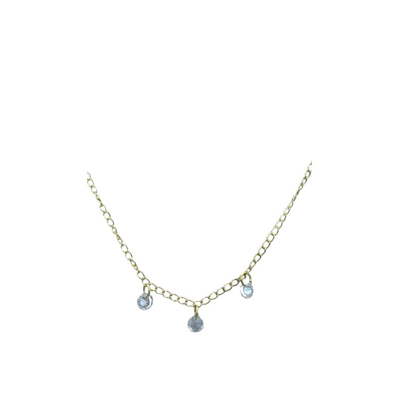 GENERICO - Tobillera Mirabella bañada en oro 18K con 3 cristales colgantes