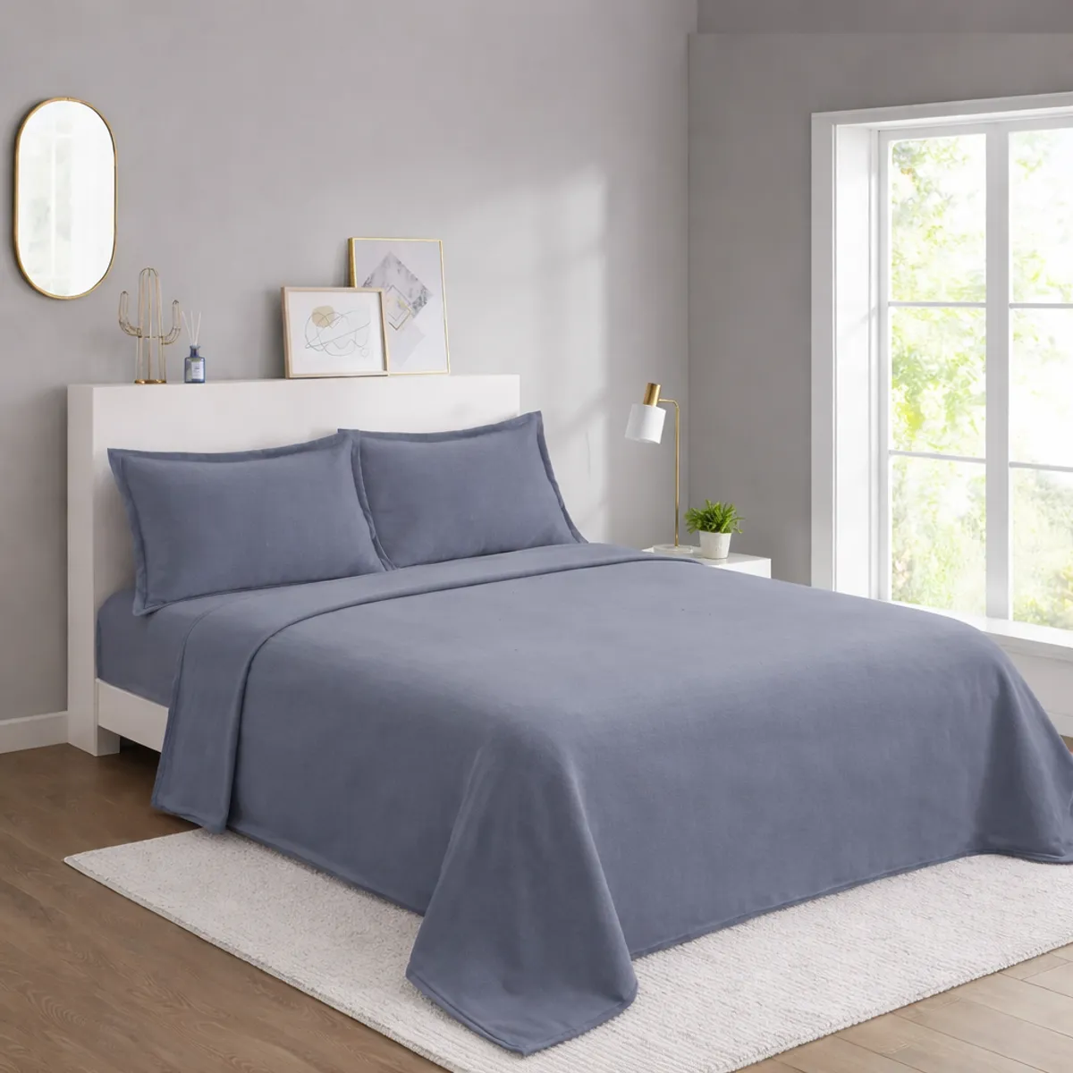 GENERICO - Juego de Sábana Polar King Color Gris MP005