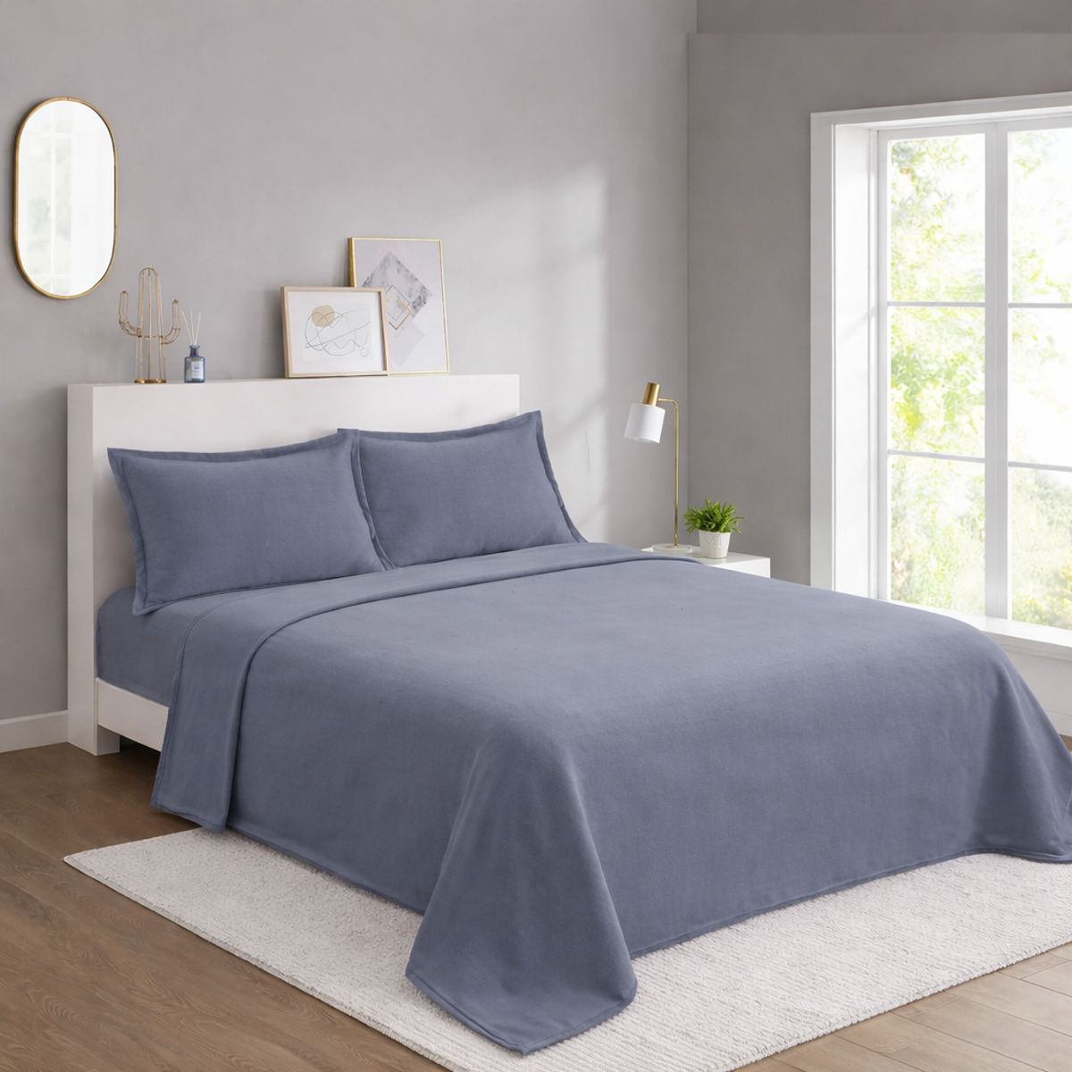 GENERICO - Juego de Sábana Polar King Color Gris MP005