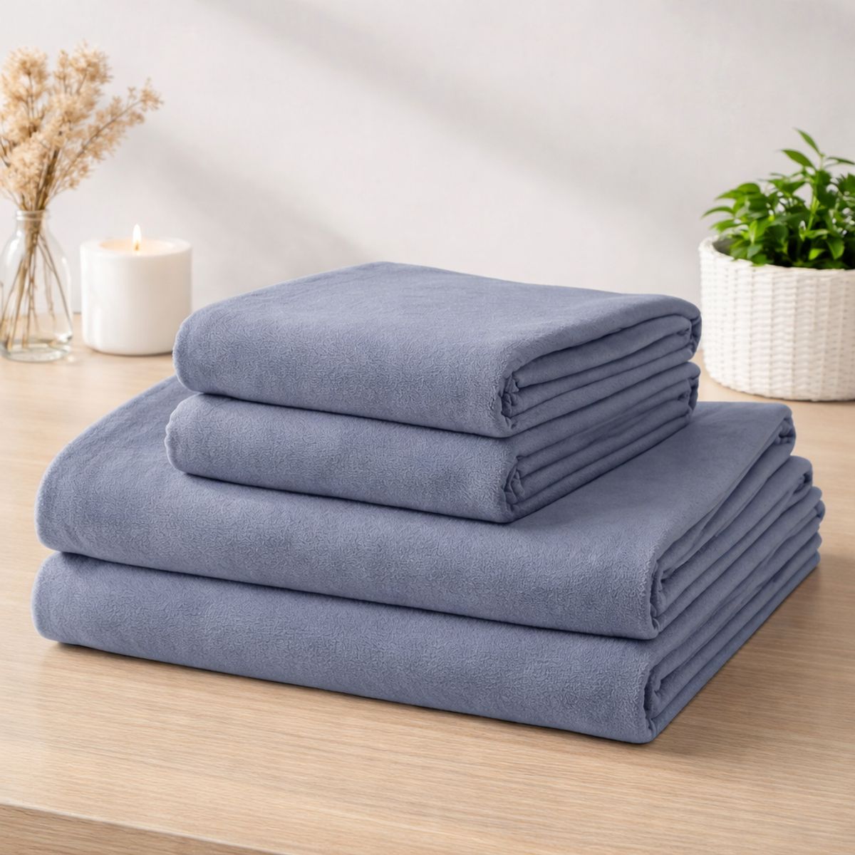 GENERICO - Juego de Sábana Polar King Color Gris MP005