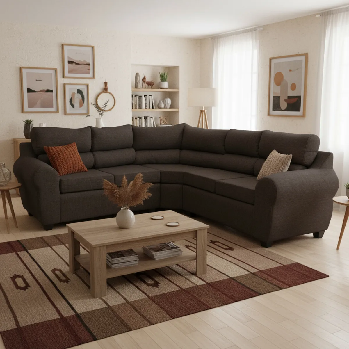 MEXX MUEBLES - Sofá Seccional Dubai Chocolate 5 Cuerpos