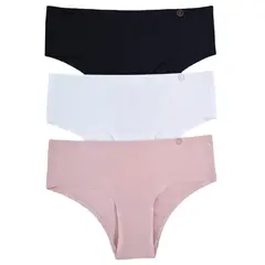 UNICA LINGERIE - Calzón Pack 3 Pantaletas Microfibra Sin demarcación.ROSA.