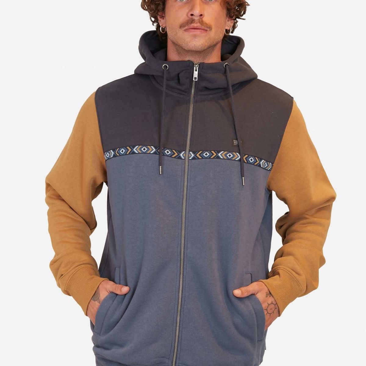 MAUI AND SONS - Poleron Greca Desing Celeste Hombre Maui And Sons