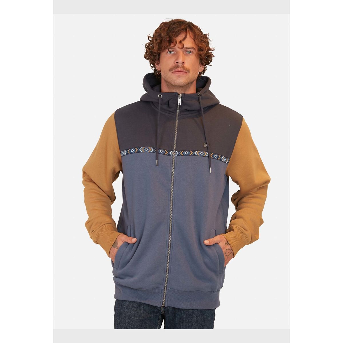 MAUI AND SONS - Poleron Greca Desing Celeste Hombre Maui And Sons