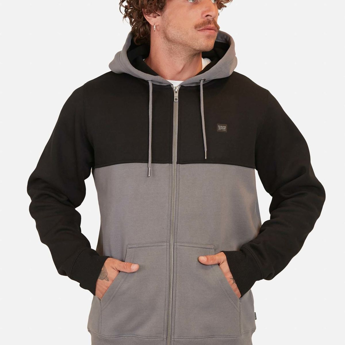 MAUI AND SONS - Poleron Cut Mix Color Bonded Gris Hombre Maui And Sons