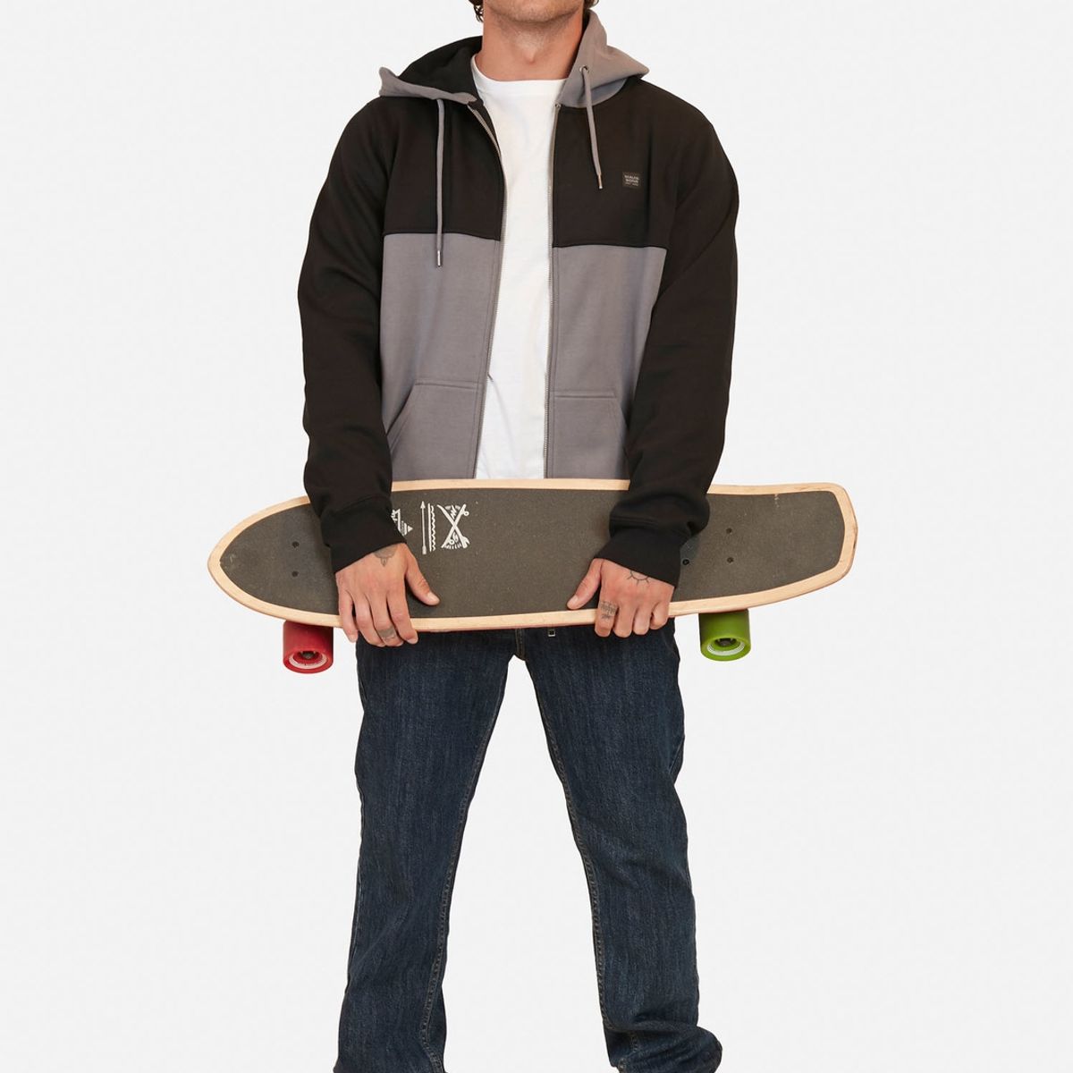 MAUI AND SONS - Poleron Cut Mix Color Bonded Gris Hombre Maui And Sons