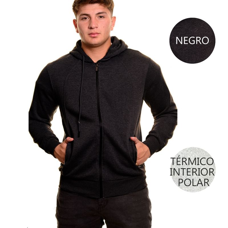 MD - Polerón Hombre Forrado Polar Capuchón Cierre
