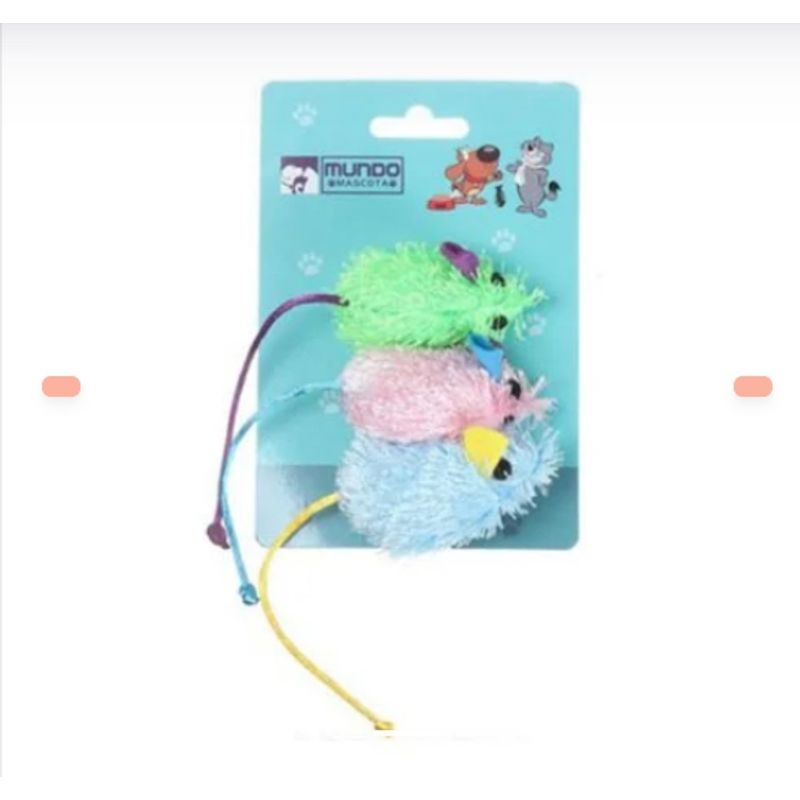 GENERICO - Juguete Ratones De Colores Peludos Para Gatos X3