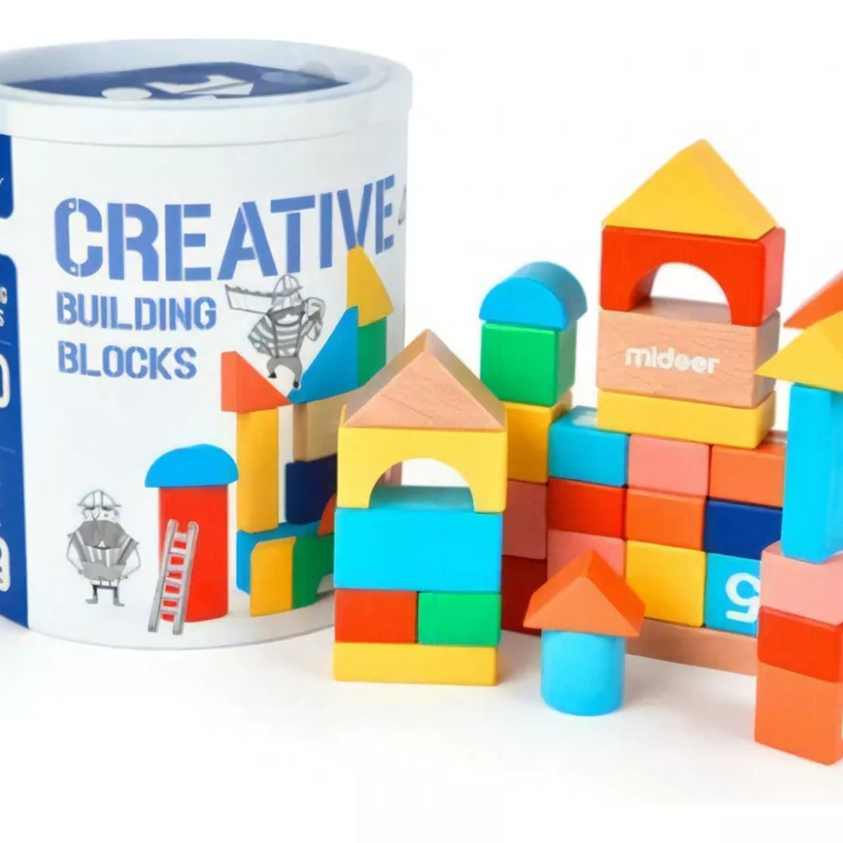 GENERICO - Bloques De Madera Construcción Creativo 80 Mideer Montessori