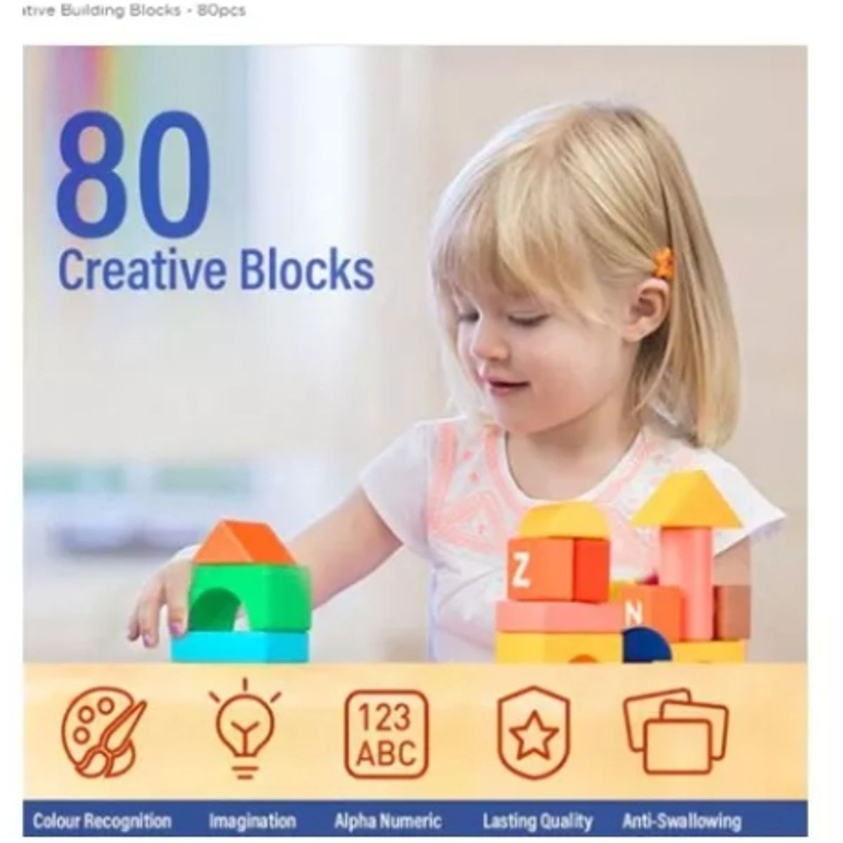 GENERICO - Bloques De Madera Construcción Creativo 80 Mideer Montessori