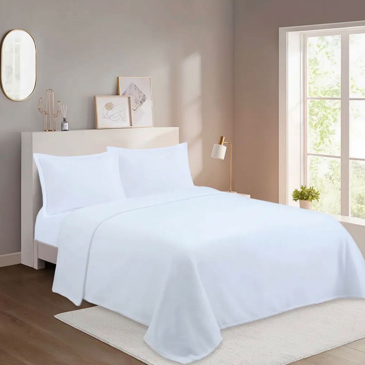 GENERICO - Juego de Sábana Polar 2 Plazas Color Blanco MP003