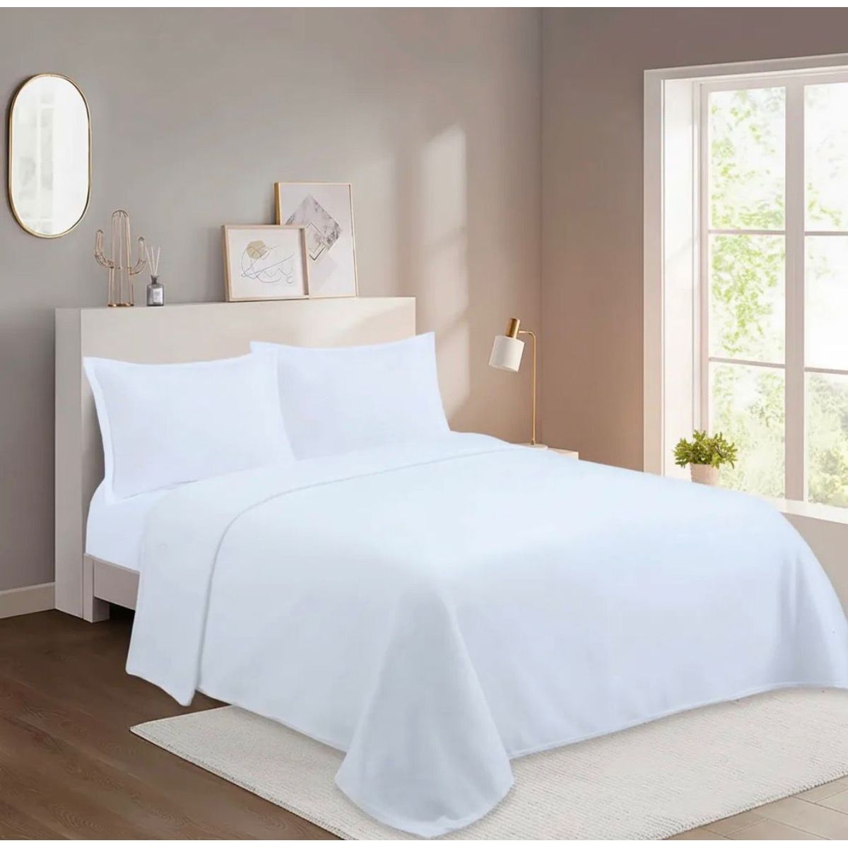 GENERICO - Juego de Sábana Polar 2 Plazas Color Blanco MP003