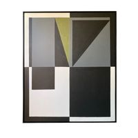 Cuadro Pintado a Mano Paneles Geométricos Moderno Blanco y Negro 120x100