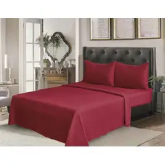 GENERICO - Juego de Sábana Polar 1.5 Plazas Color Burdeos MP004