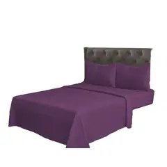 GENERICO - Juego de Sábana Polar 1.5 Plazas Color Morado MP006