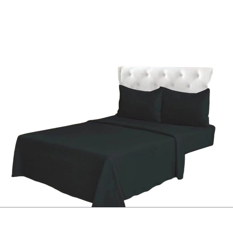GENERICO - Juego de Sábana Polar 1.5 Plazas Color Negro  MP007