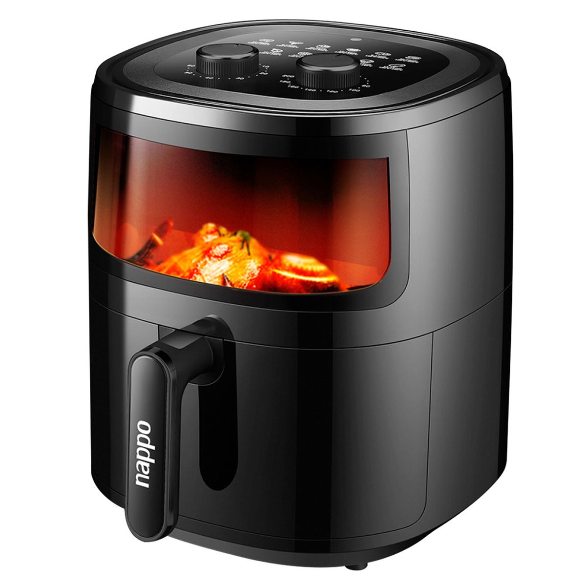 NAPPO - Freidora de Aire Nappo 1500w 5,7 Litros Con Luz y Visor Negra