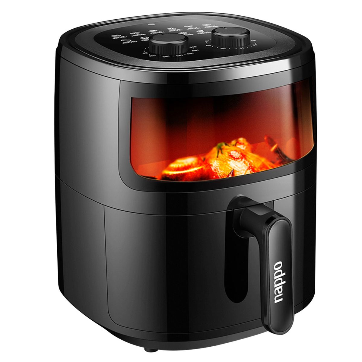 NAPPO - Freidora de Aire Nappo 1500w 5,7 Litros Con Luz y Visor Negra