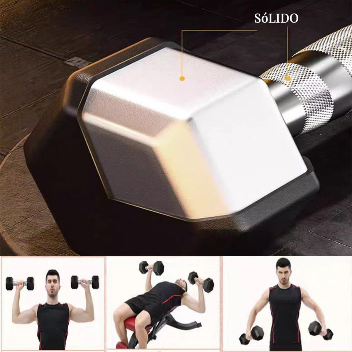 PAGANOOM - Mancuerna Pesa Fitness y Entrenamiento Pesa Hexagonal 15 LB