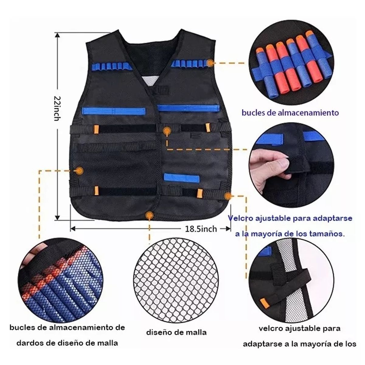 KUANGYE - Kit Chaleco Táctico Para Niños Nerf Dardos Guns N-strike