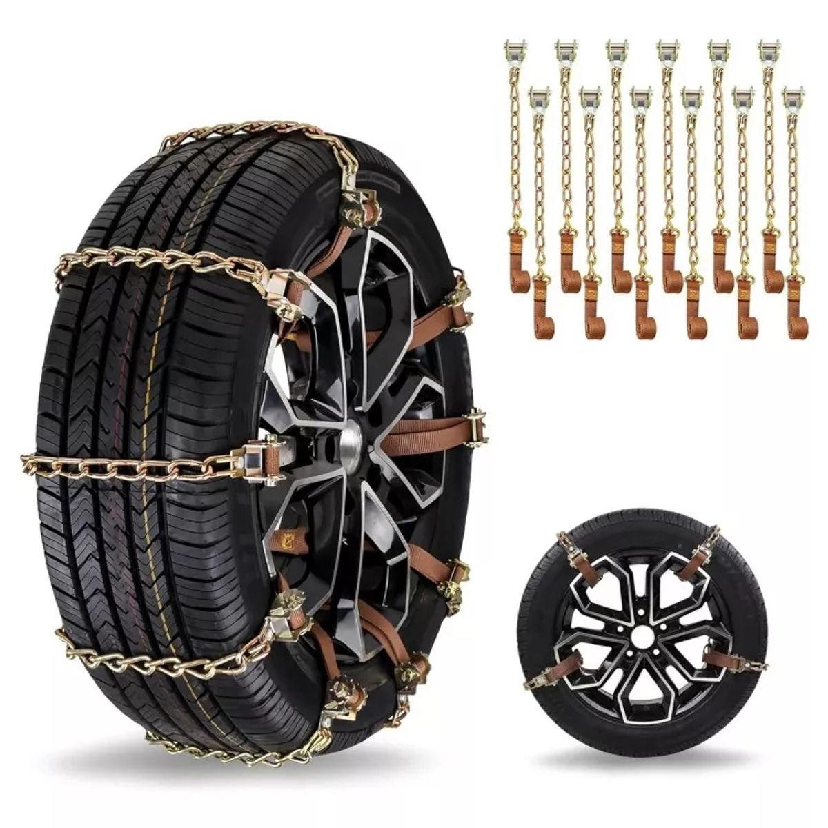 KUANGYE - Cadena Nieve Set 10u Auto Camioneta Ajustable Acero 165-215