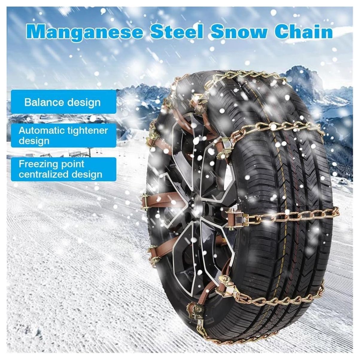 KUANGYE - Cadena Nieve Set 10u Auto Camioneta Ajustable Acero 165-215