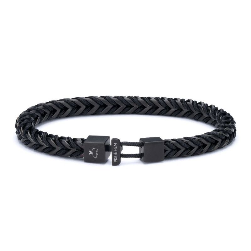 PIG & HEN - Pulsera Hombre Catena Foxtail Black  Black
