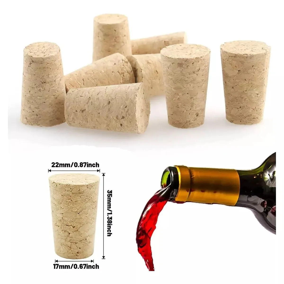 KUANGYE - Corcho Cónicos Para Botellas De Vino Pack 30 Und