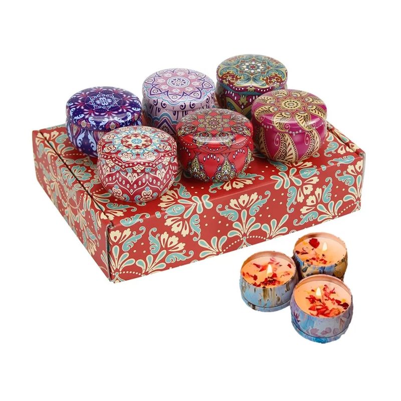 GENERICO - Vela Aromática Con Pétalos Decorativa Set De Regalo 6 Piezas