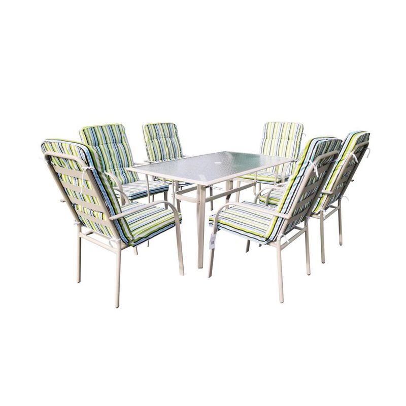 GENERICO - Juego de terraza comedor 6 personas rayas Bighouse Mimbral