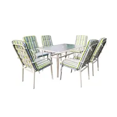 GENERICO - Juego de terraza comedor 6 personas rayas Bighouse Mimbral