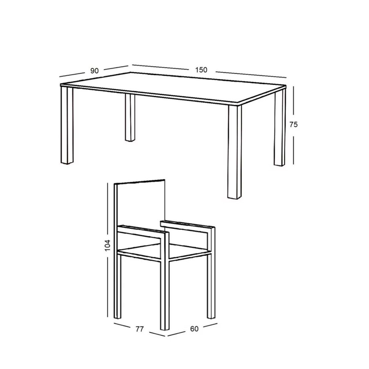 GENERICO - Juego de terraza comedor 6 personas rayas Bighouse Mimbral