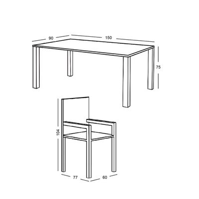 Imagen 2 del producto Juego de terraza comedor 6 personas rayas Bighouse Mimbral
