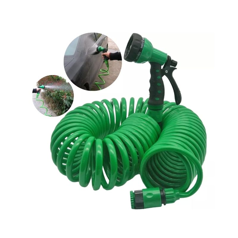 GENERICO - Manguera Extensible Con Pistola 15 Mts Rayun Color Verde