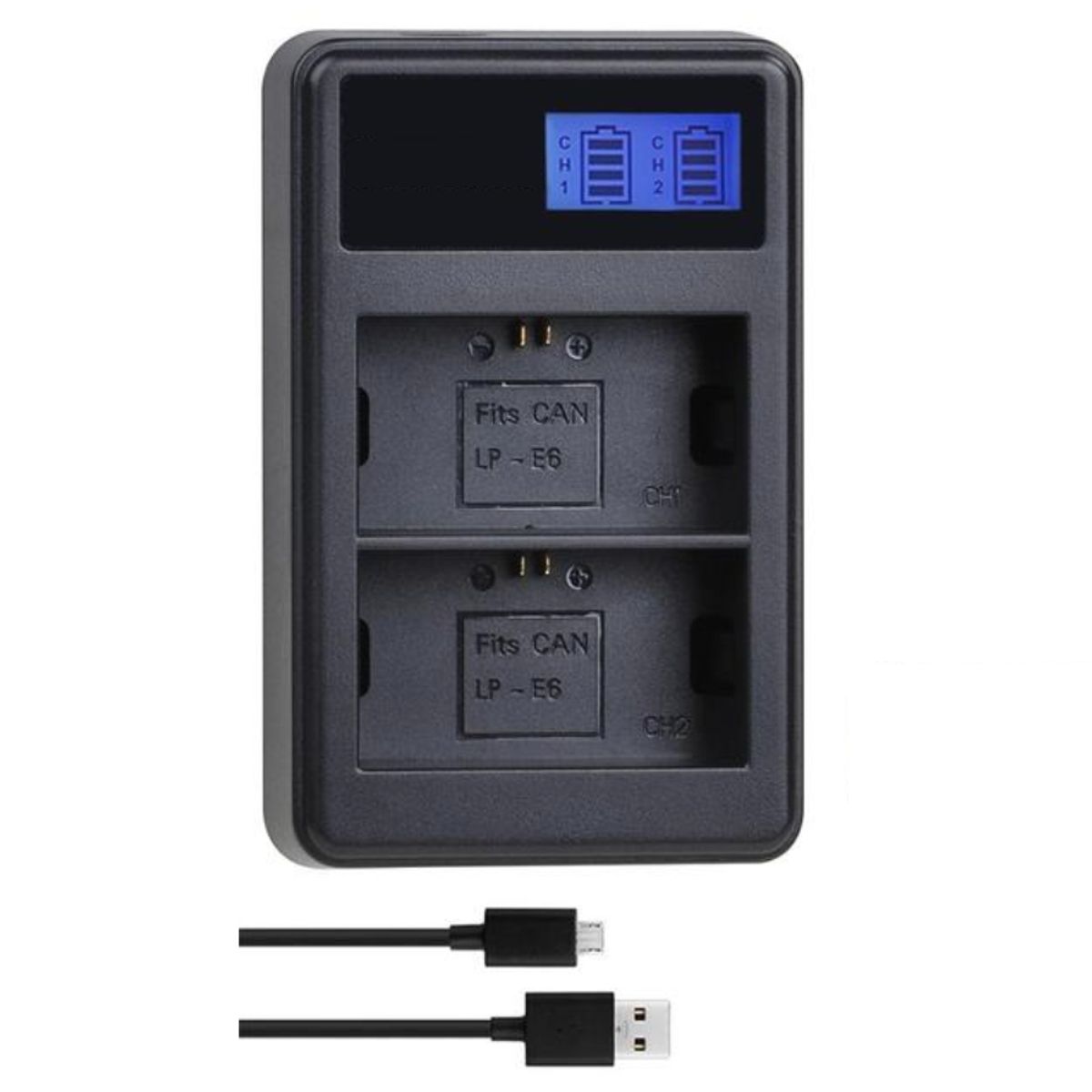 GENERICO - CARGADOR DOBLE LC-E6 CANON ALTERNATIVO PARA BATERÍA LP-E6