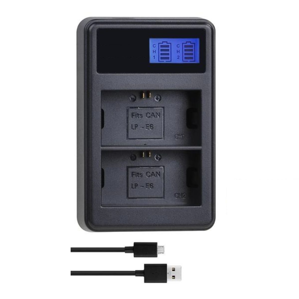 GENERICO - CARGADOR DOBLE LC-E6 CANON ALTERNATIVO PARA BATERÍA LP-E6