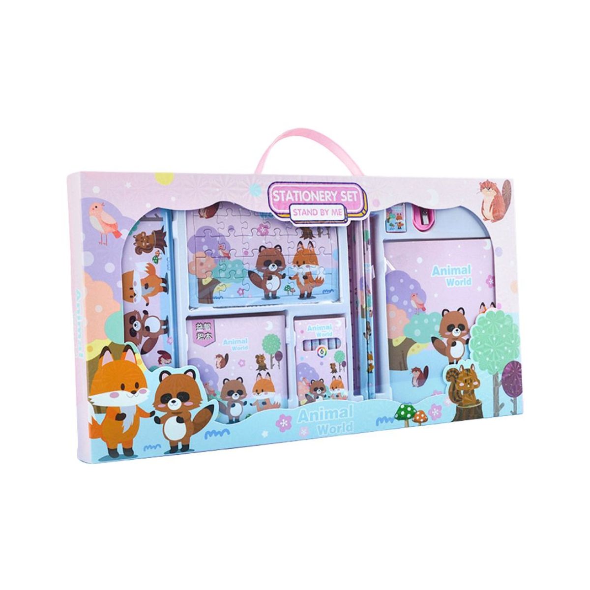 BABYLUNA - Kit 15 Materiales Escolares, Estuche, Cuaderno.  Mapache.