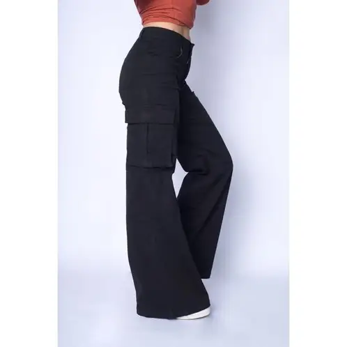 ME QUIERE MUCHO POQUITO NADA - Pantalón Mujer Negro con Bolsillos y Cintura Alta de Algodón - MQM