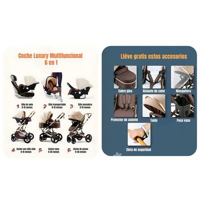 Imagen 2 del producto Coche Travel System Con Accesorios Dorado