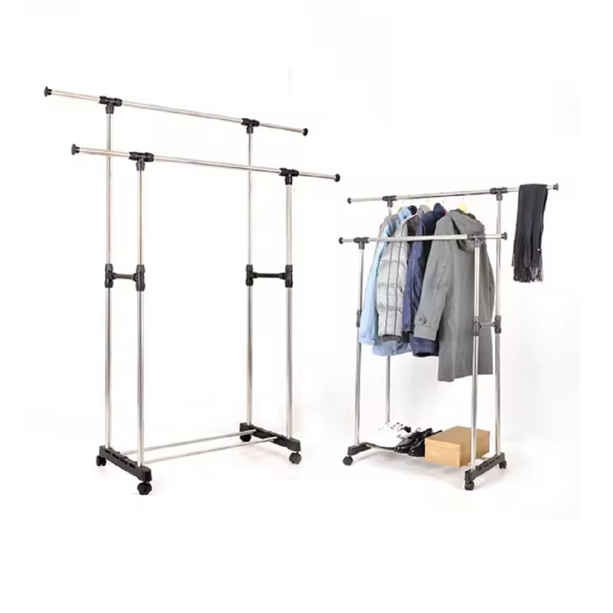 GENERICO - Perchero Colgador Doble De Ropa Exhibicion Metalico