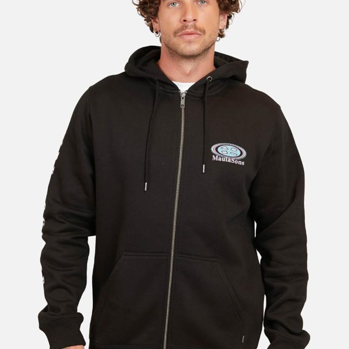 MAUI AND SONS - Poleron Retro Logo Fz Negro Hombre Maui And Sons