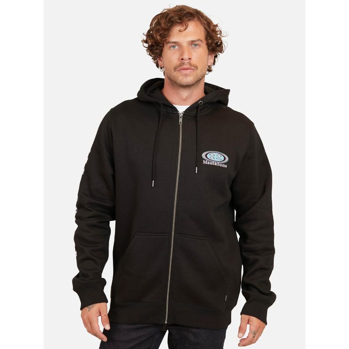 MAUI AND SONS - Poleron Retro Logo Fz Negro Hombre Maui And Sons