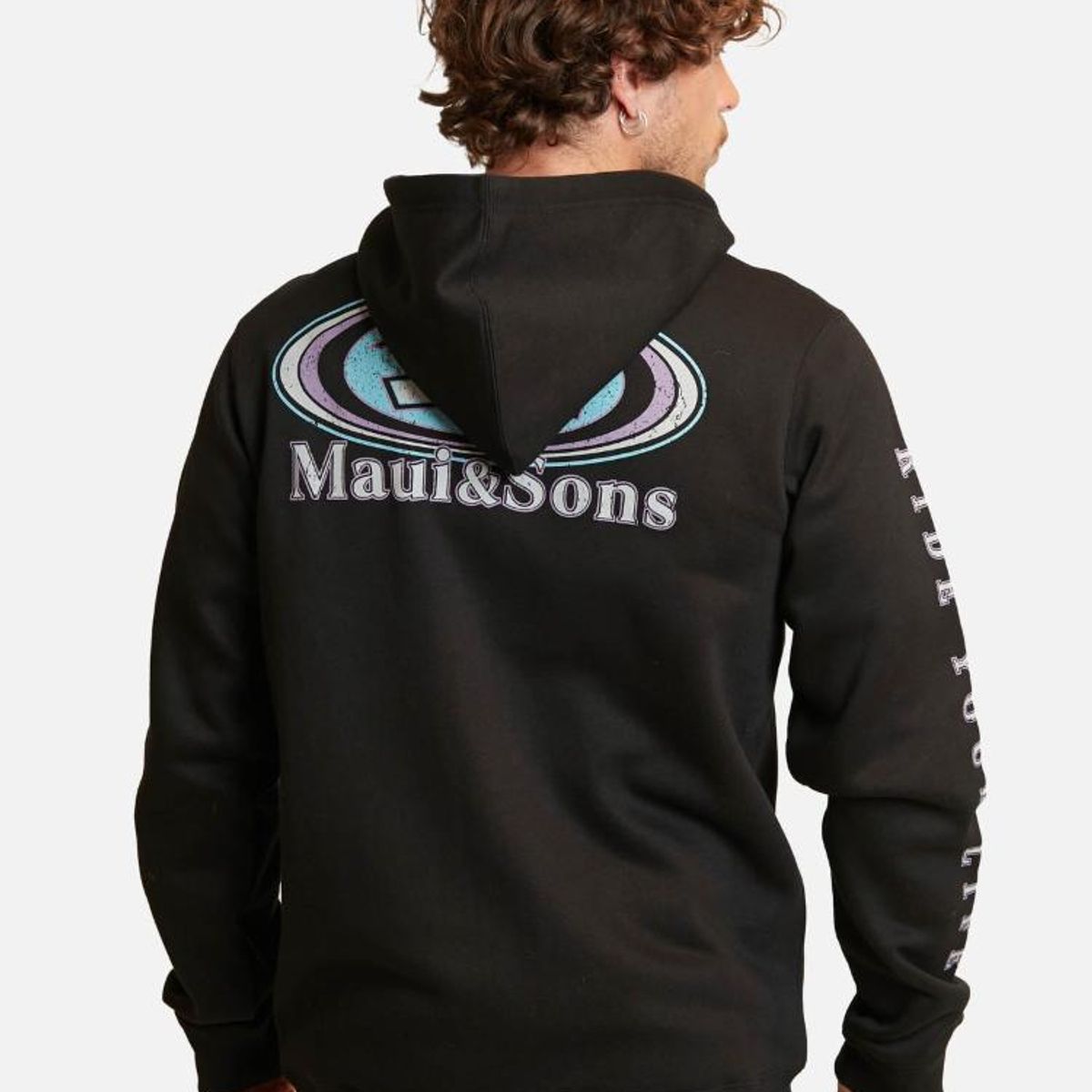 MAUI AND SONS - Poleron Retro Logo Fz Negro Hombre Maui And Sons