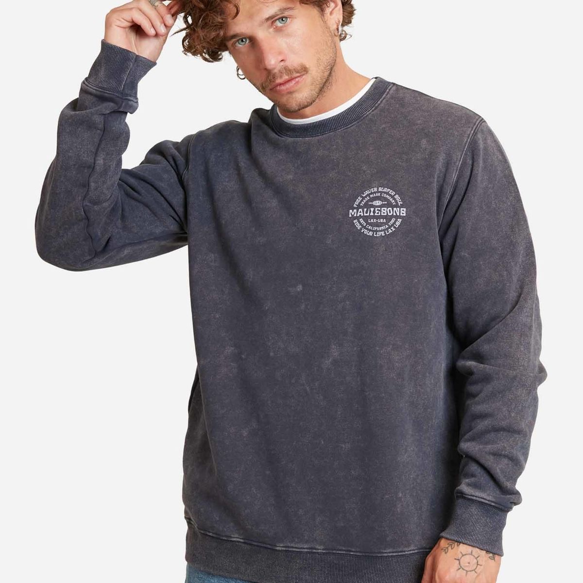 MAUI AND SONS - Poleron Free Waves Surfing Azul Hombre Maui And Sons