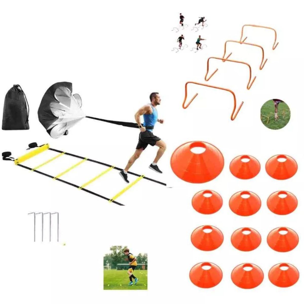 GENERICO - Kit De Entrenamiento Cono+escalera+paracaídaagilidadfutbol