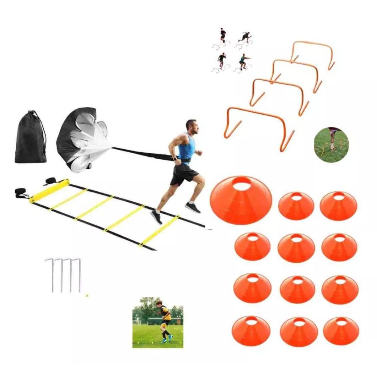 GENERICO - Kit De Entrenamiento Cono+escalera+paracaídaagilidadfutbol