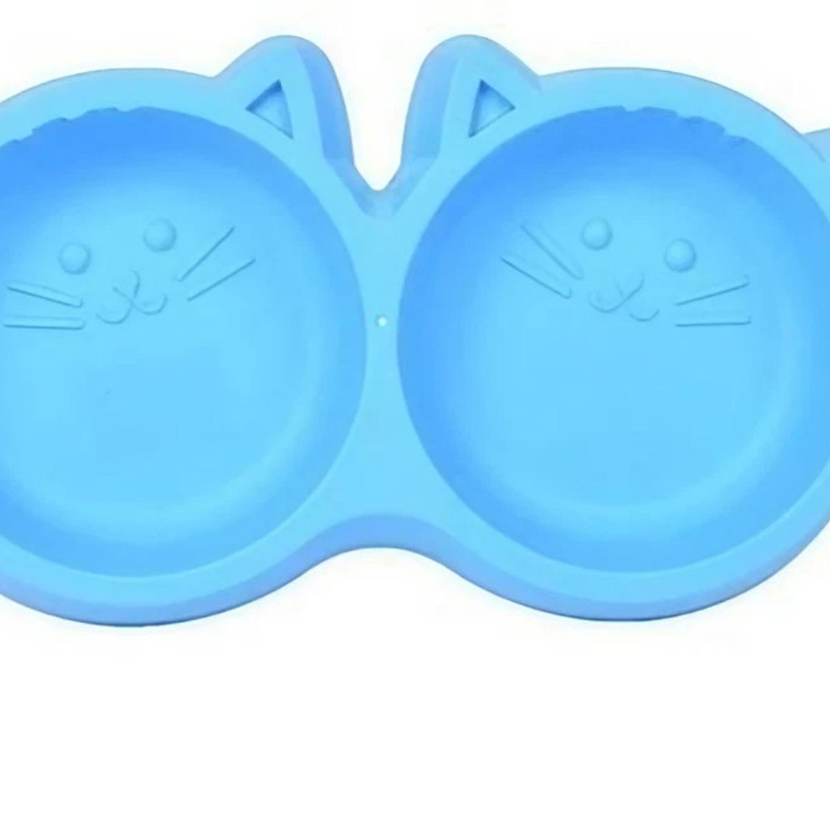 GENERICO - Plato Doble en Forma de Gato Mascota Azul
