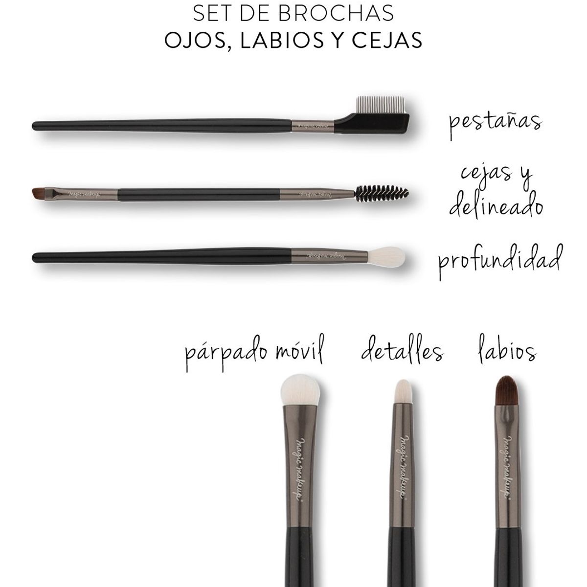 MAGIC MAKEUP - Set de brochas OH MY BRUSH ojos labios y cejas