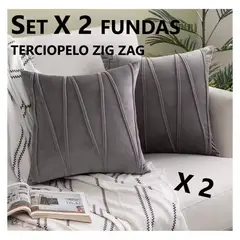 COMPRAPO - Set X 2 Fundas para Cojín Terciopelo Zig Zag Gris 45x45 Cm.
