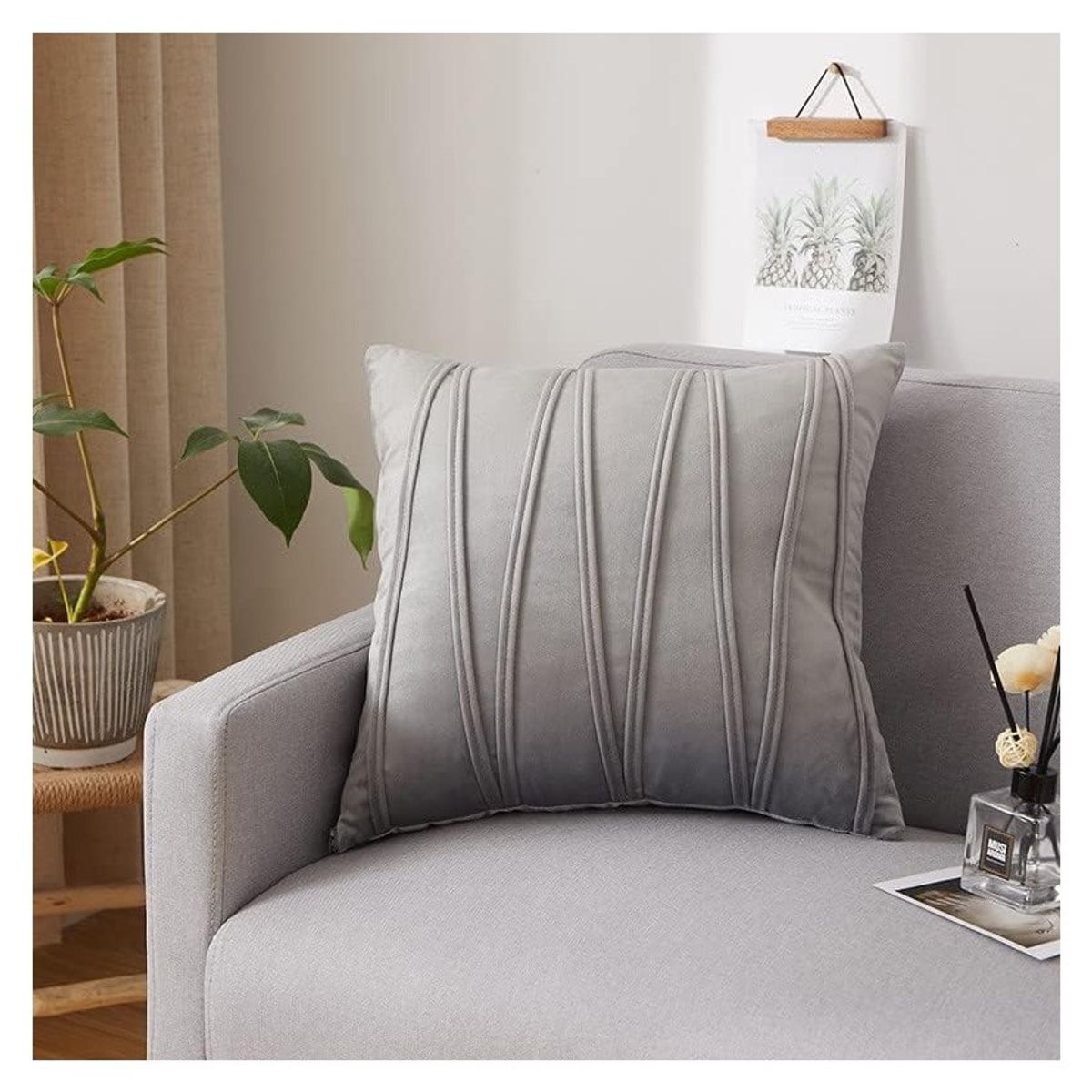 COMPRAPO - Set X 2 Fundas para Cojín Terciopelo Zig Zag Gris 45x45 Cm